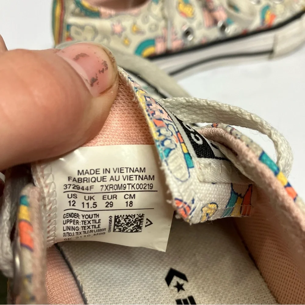 Converse all star Rainbow castles low top‎ sneakers white pink girls size 12